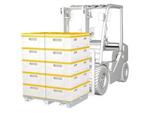 A render of a forklift picking up a HiveiQ honey pallet.