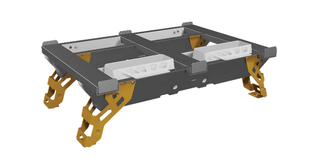 A render of a beehive pallet with pollen trays installed to be used in conjunction with the HiveIQ pollen collector