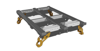 A render of a beehive pallet with pollen trays installed to be used in conjunction with the HiveIQ pollen collector